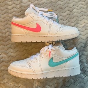 Jordan 1 low white multi color swoosh